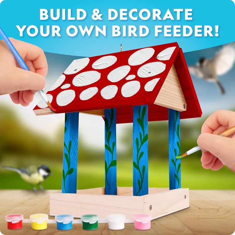 Blue Marble National Geographic Build Your Own Bird Feeder Kit – DIY Wooden Feeder Craft with Paints, Brush, Bird-Watching Journal & Educational Poster for Kids, Easter Basket Stuffers - Image 2